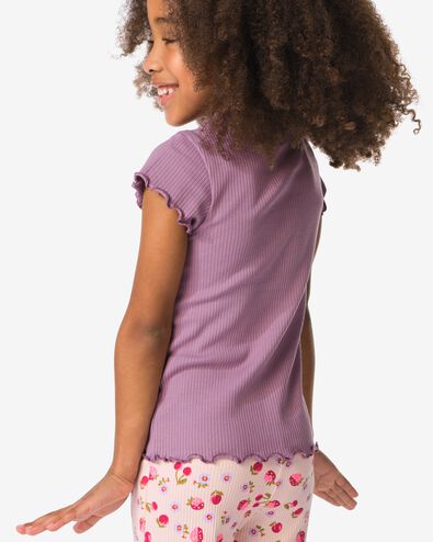 kinder T-shirt rib donkerpaars donkerpaars - 30846426DARKPURPLE - HEMA
