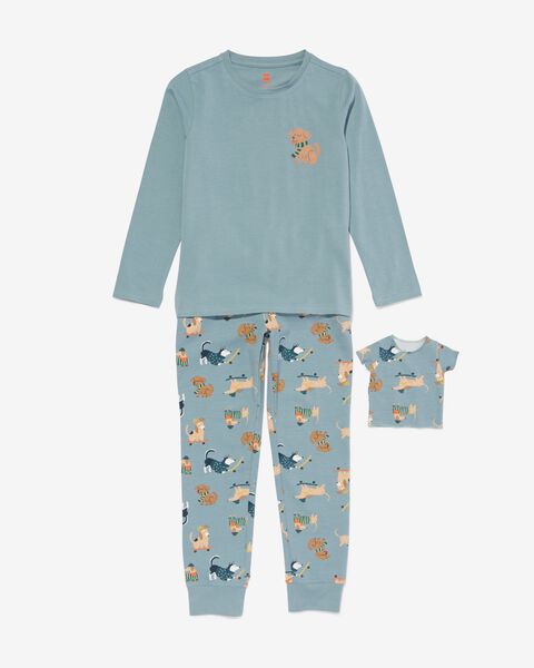 HEMA Pyjama Enfant Avec Pyjama Pour Poupée Chiens Bleu Moyen (bleu moyen)