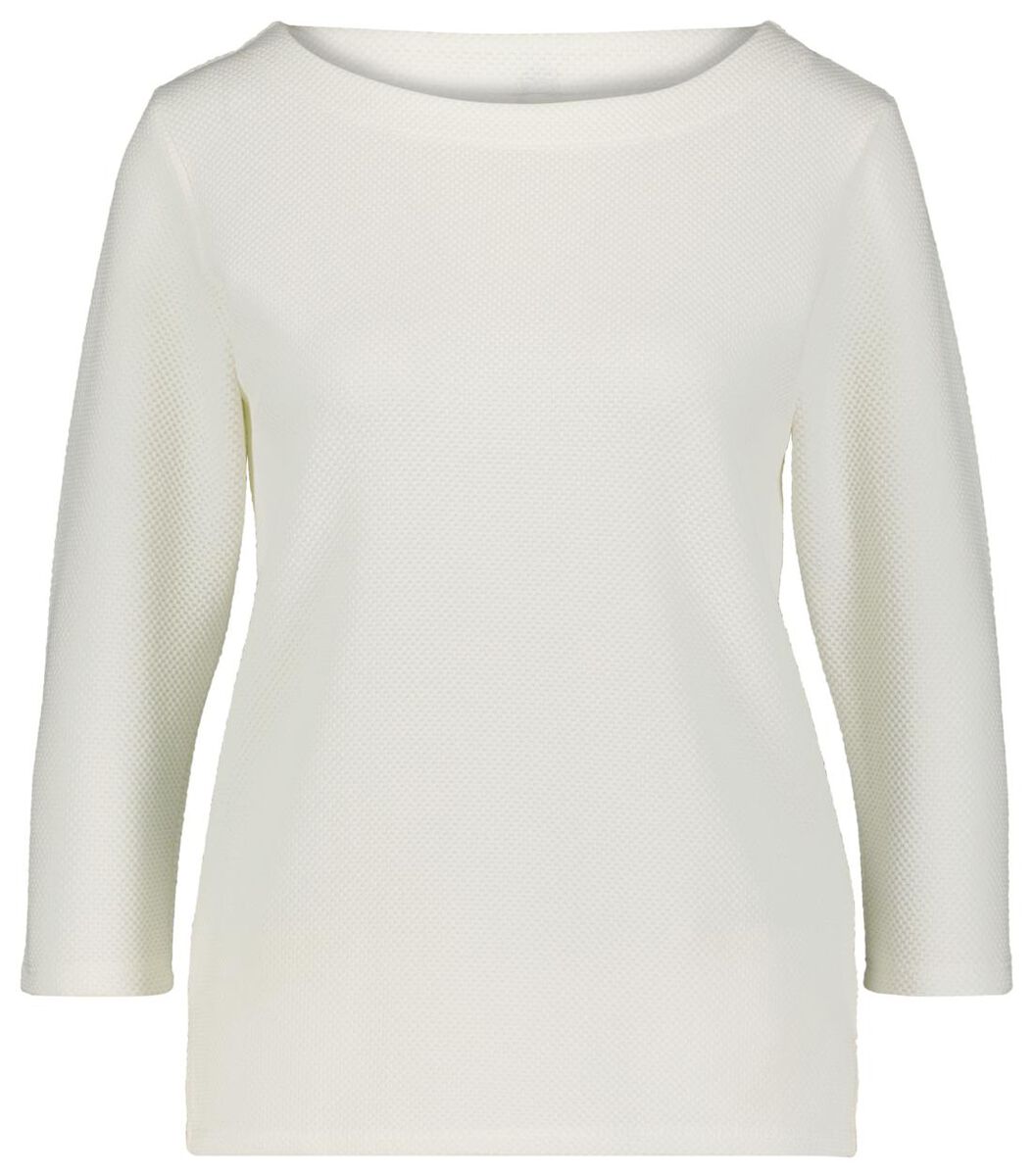 Damen-Shirt, Struktur eierschalenfarben eierschalenfarben - 1000021242 - HEMA