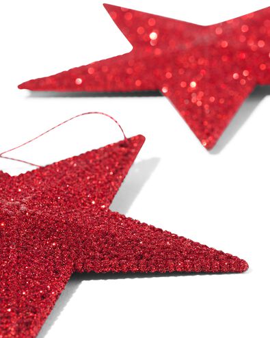 Weihnachtsanh&auml;nger Stern, Glitzer, rot &ndash; 4 St&uuml;ck - 25100056 - HEMA