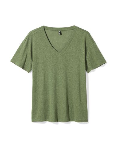 dames t-shirt Evie met linnen groen - 36259460GREEN - HEMA