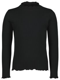 t-shirt enfant côtelé noir noir - 1000024742 - HEMA