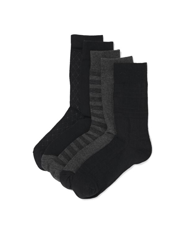 Herrensocken mit Grafikmuster &ndash; 5 Paar schwarz schwarz - 4151015BLACK - HEMA