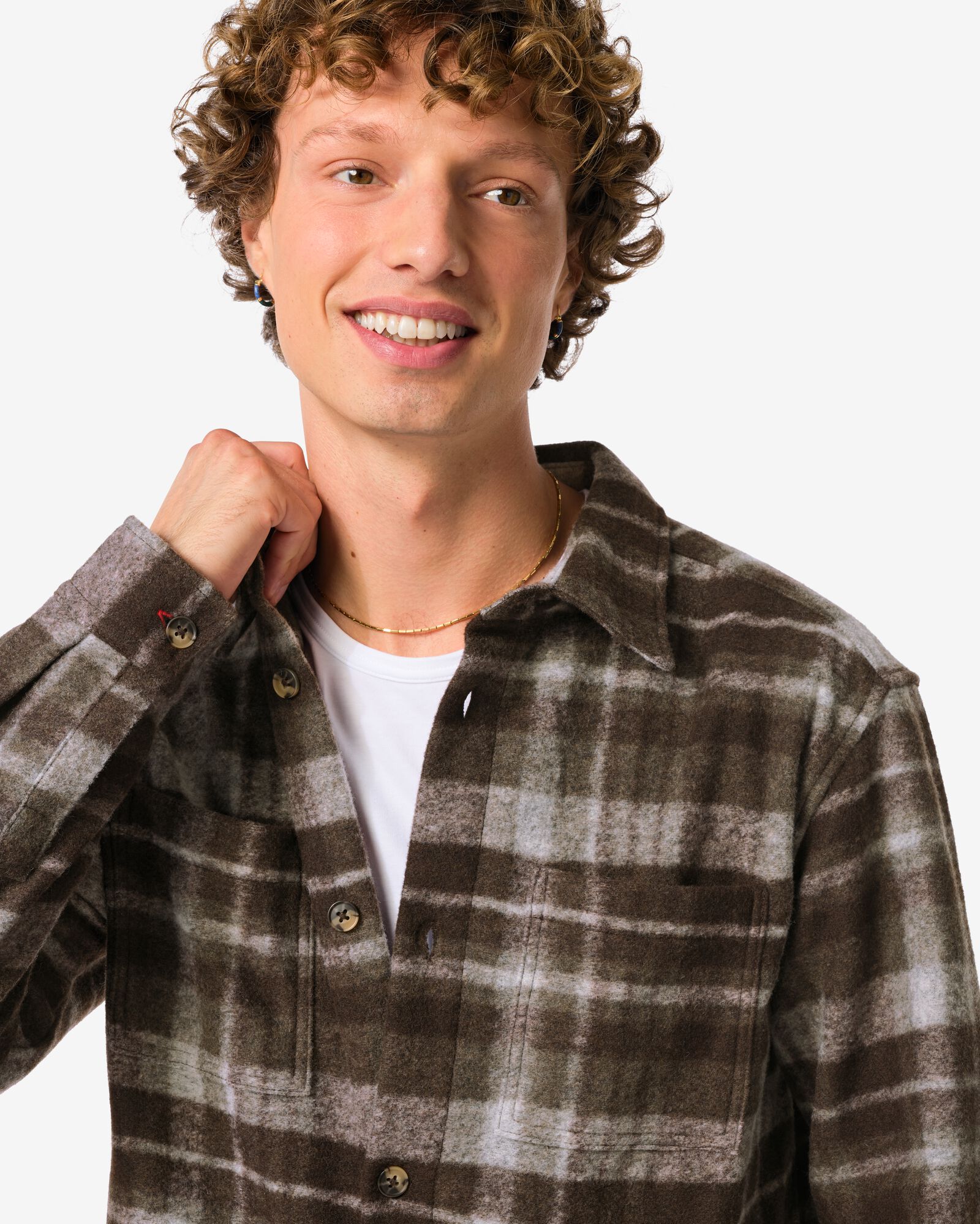 herenovershirt Sean ruiten bruin bruin - 2170940BROWN - HEMA