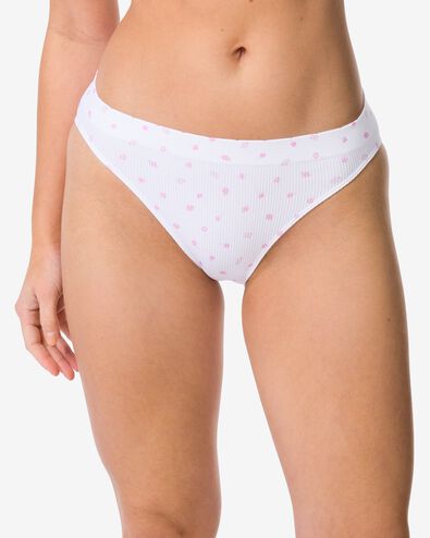 slip femme sans couture c&ocirc;tel&eacute; fleurs blanc blanc - 19603015WHITE - HEMA