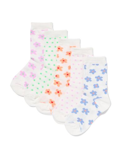 kindersokken bloemen - 5 paar wit wit - 4370460WHITE - HEMA