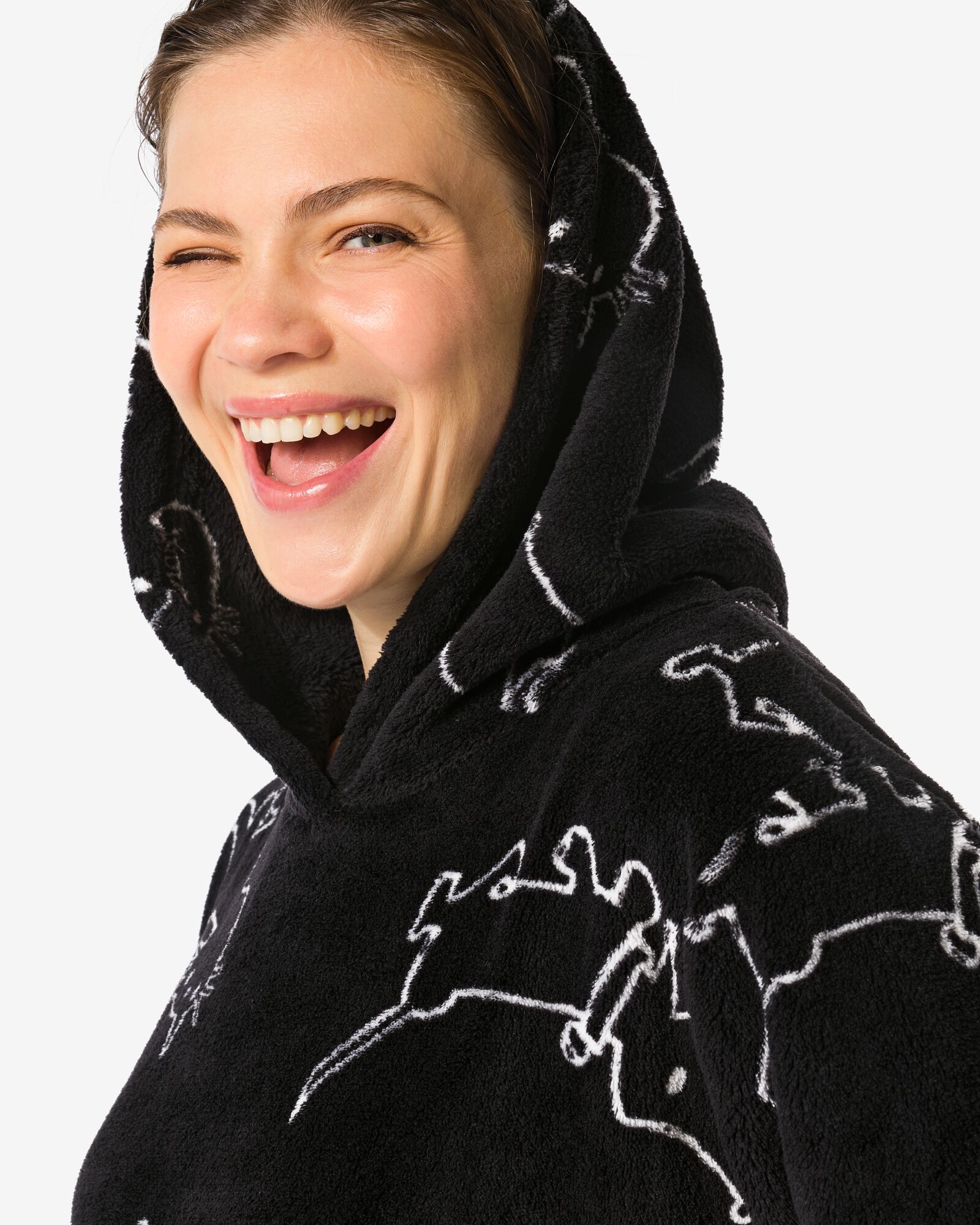 Takkie en Siepie damesnachthemd fleece zwart zwart - 23401160BLACK - HEMA