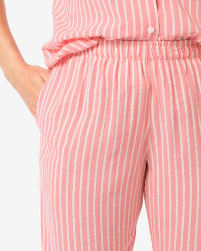 dames pyjamabroek seersucker strepen koraalroze - 23420514CORALPINK - HEMA