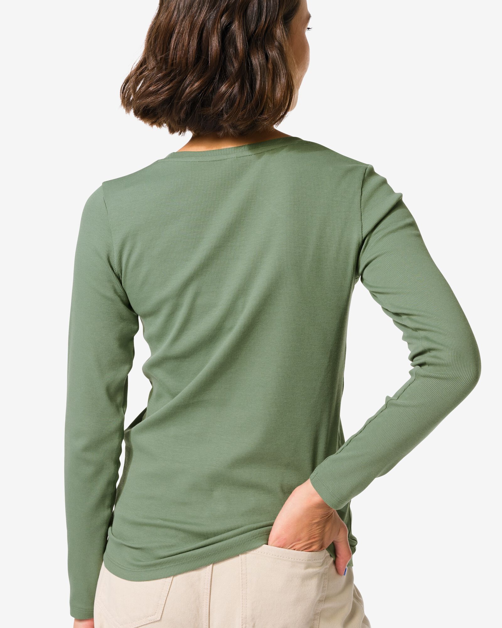 Damen-Shirt Clara, gerippt  gr&uuml;n gr&uuml;n - 36302290GREEN - HEMA
