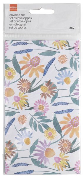 2er-Pack Briefumschläge mit Blankokarten, 10 x 18 cm, Blumen/Blätter - 14700575 - HEMA