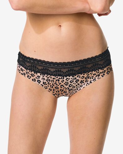 Damen-Brazilian aus Mikrofaser mit Spitzenbund, Leopardenmuster naturfarben naturfarben - 19601104NATURAL - HEMA