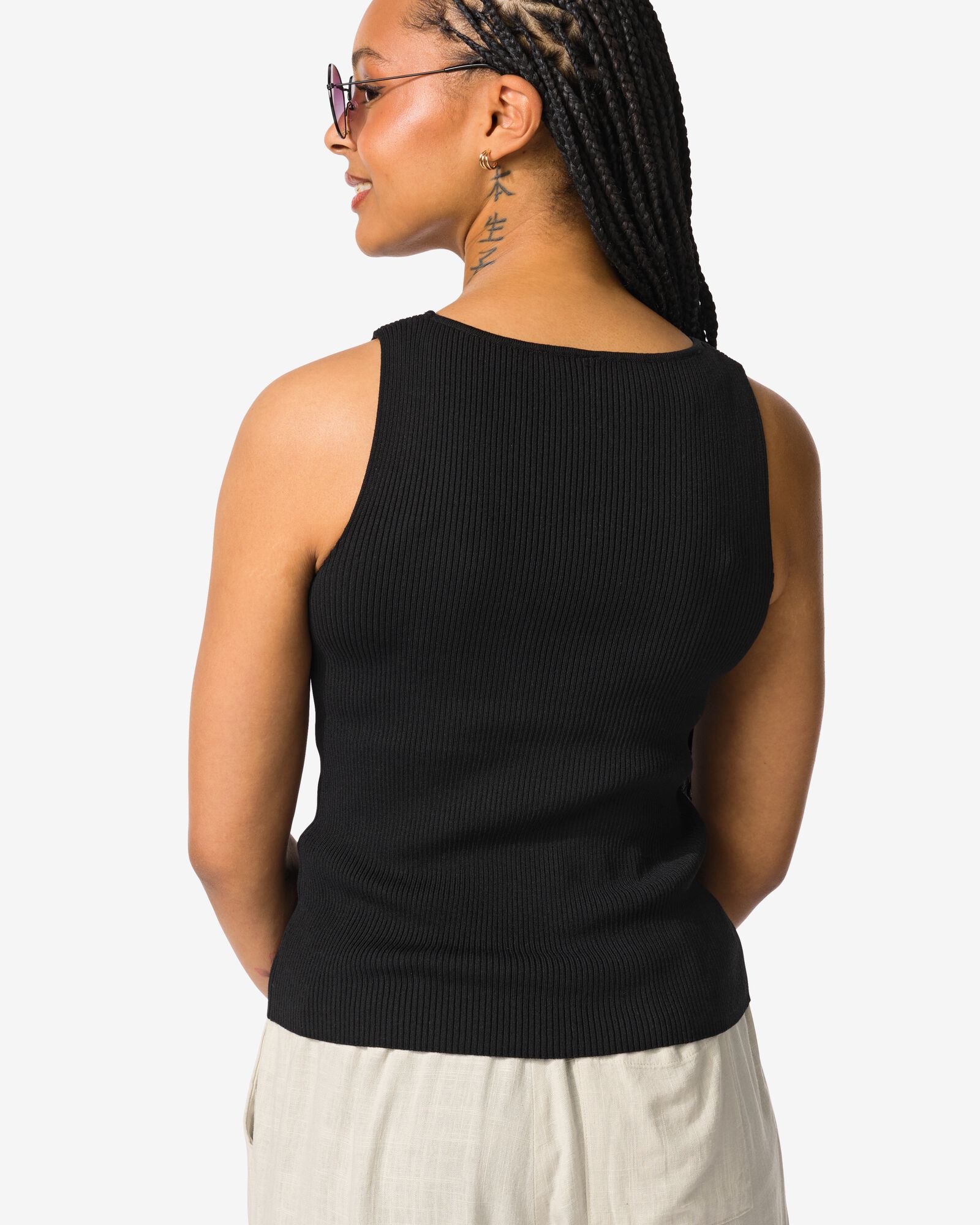 Damenshirt Rita gerippt schwarz - 36268965BLACK - HEMA