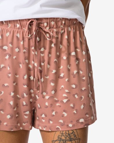 damespyjama korte broek micro luipaard lichtbruin - 23410441LIGHTBROWN - HEMA