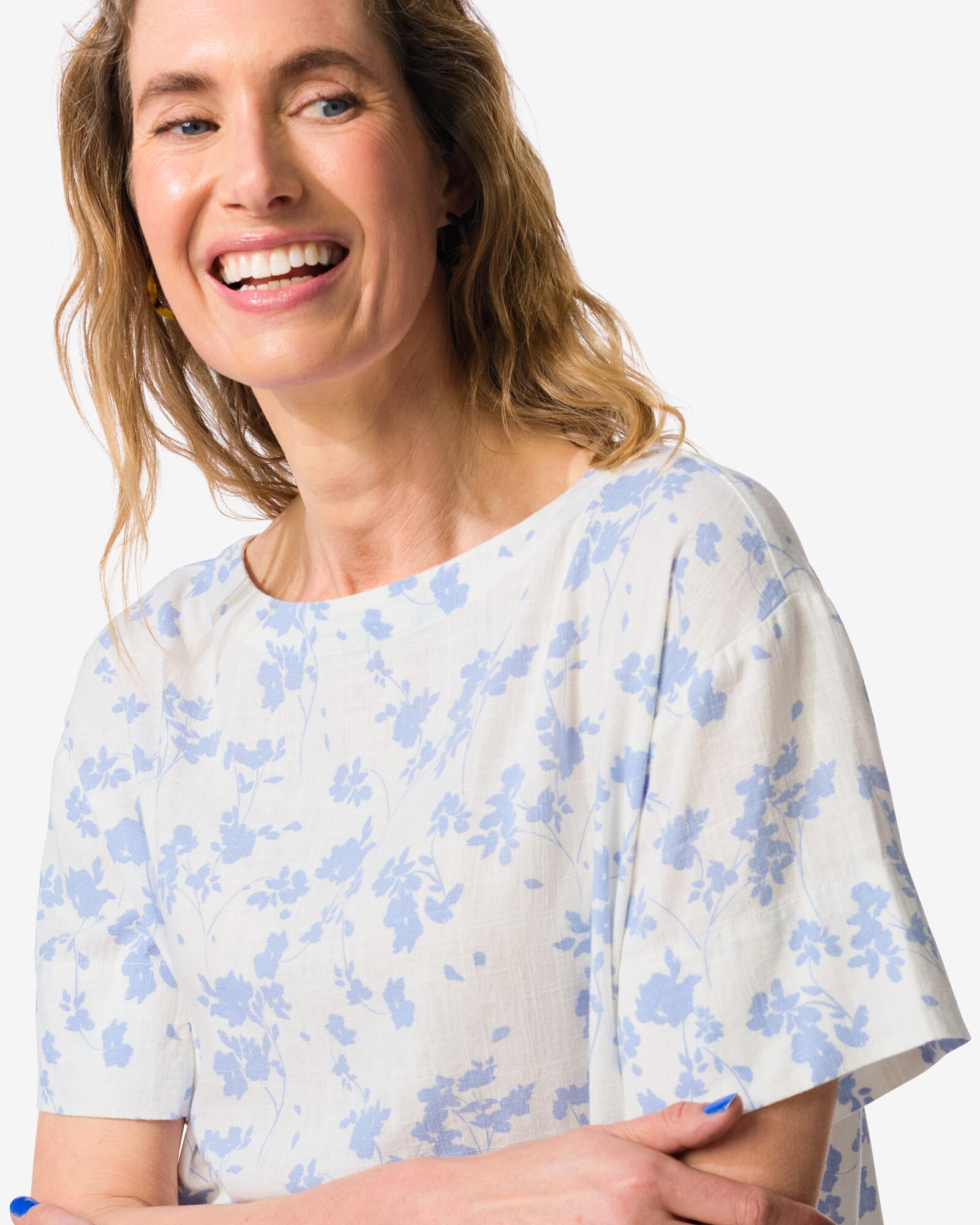 dames top Riley bloemenprint wit wit - 36207990WHITE - HEMA