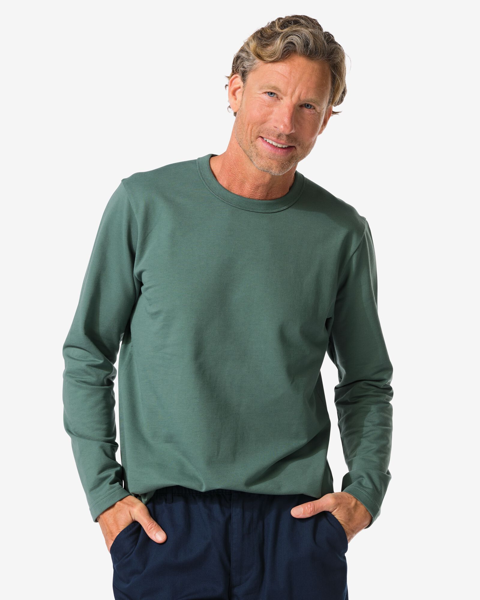 heren T-shirt relaxed fit middengroen middengroen - 2101930MIDGREEN - HEMA