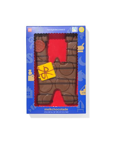 Lettre en chocolat d&eacute;cor&eacute;e &agrave; la main lait W 180g - 24427423 - HEMA