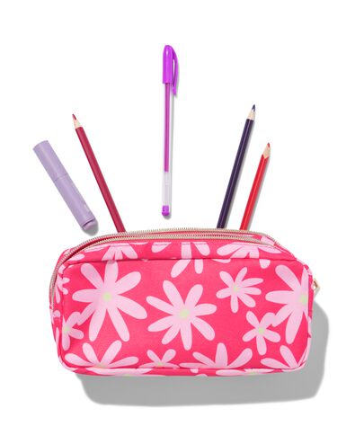 trousse à crayons à fleurs avec double fermeture éclair  - 14511015 - HEMA