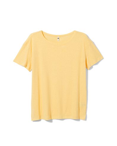 t-shirt femme Evie avec lin jaune S - 36258051 - HEMA