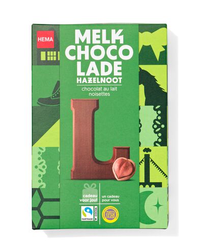 chocoladeletter melk hazelnoot L 140g - 24414112 - HEMA