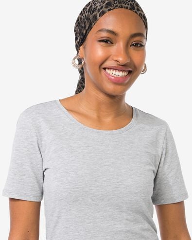 dames T-shirt slim fit o-hals lichtgrijs lichtgrijs - 36300380LIGHTGREY - HEMA