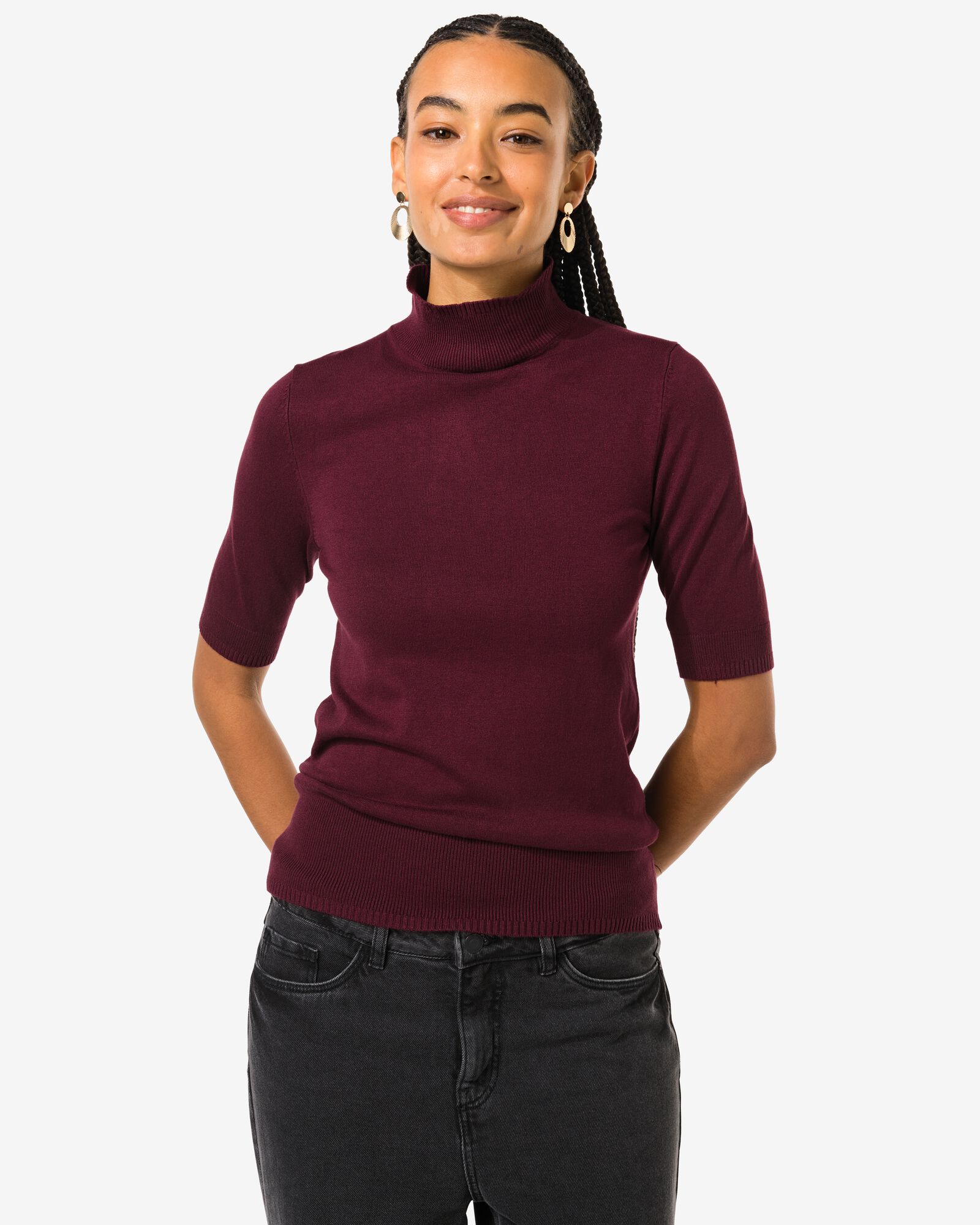 pull en maille pour femme bordeaux - 36268050BURGUNDYRED - HEMA