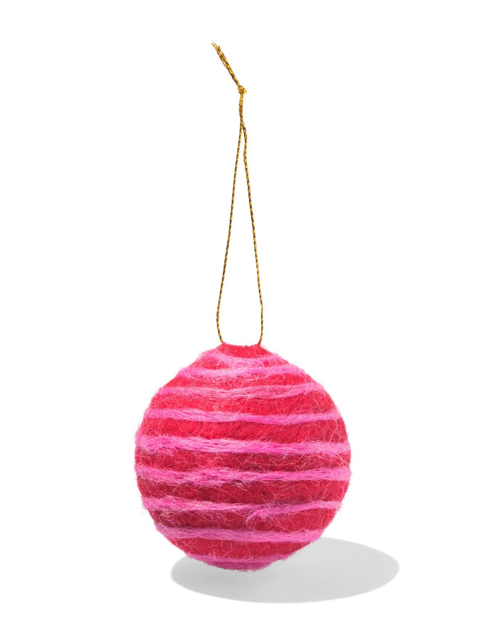 kersthanger ⌀6cm vilt bal rood-ecru - 25101437 - HEMA