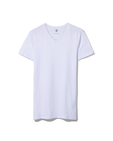 t-shirt homme slim fit col en v - extra long avec bambou blanc L - 34272737 - HEMA