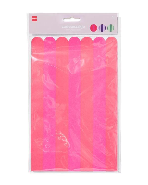 sacs cadeaux 17x26cm ray&eacute;s - lot de 3 - 14700553 - HEMA