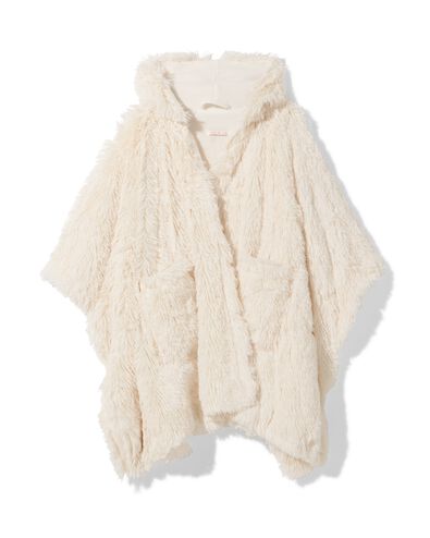 dames bankponcho one size capuchon en zakken cr&egrave;me - 61100242 - HEMA