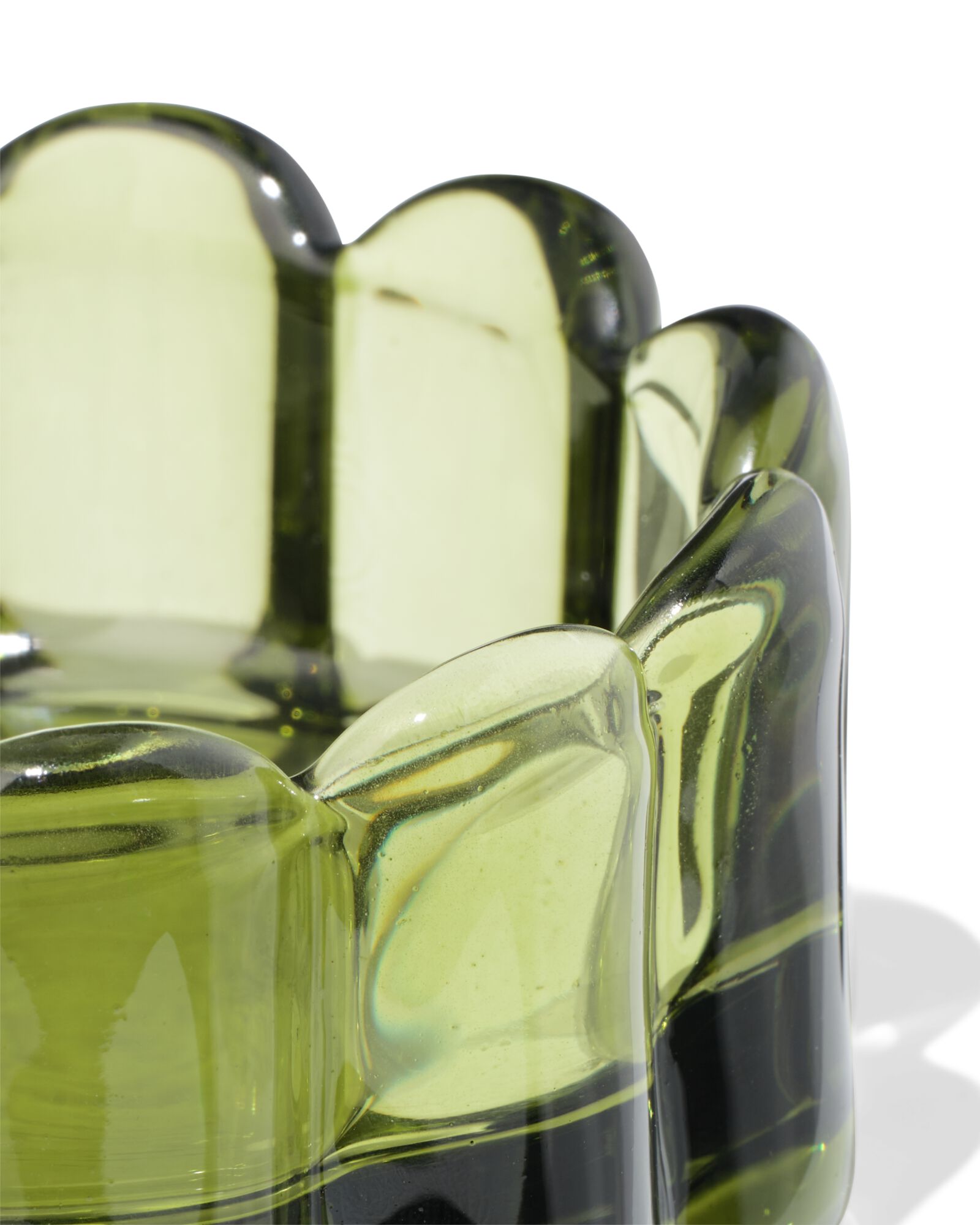 sous-verre bougie &Oslash;10cm verre stri&eacute; vert - 13325066 - HEMA