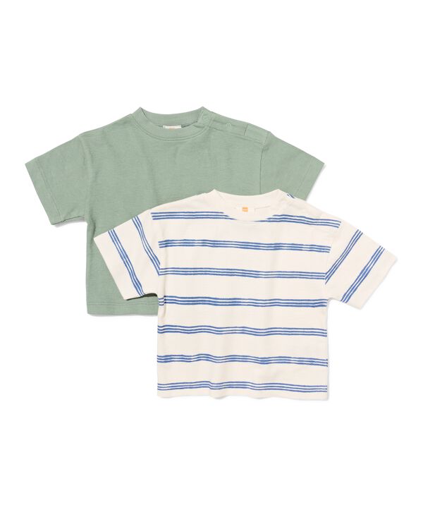 baby T-shirts jersey strepen - 2 stuks groen groen - 33187670GREEN - HEMA
