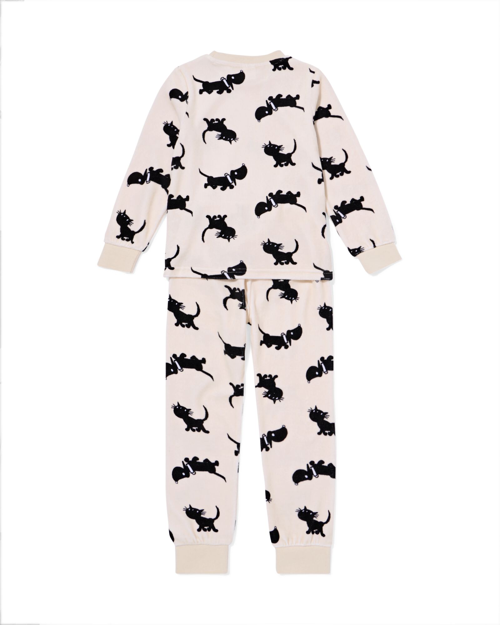 Takkie kinderpyjama velours gebroken wit - 23001250OFFWHITE - HEMA