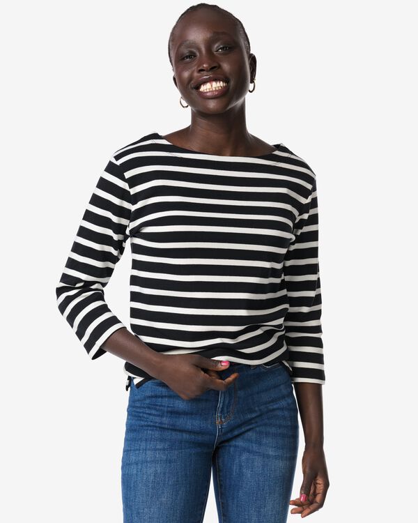 dames T-shirt Cara wit/zwart wit/zwart - 36300335WHITEBLACK - HEMA