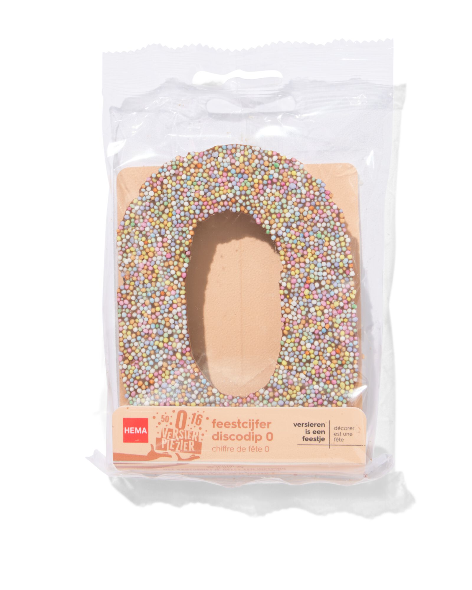 chocolade feestcijfer 0 met discodip - 10360001 - HEMA