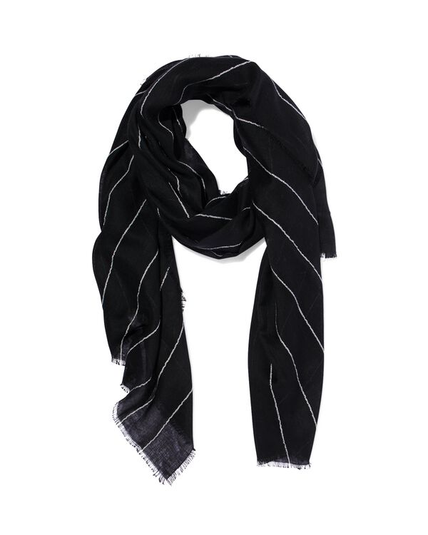 damessjaal 80x185cm strepen zwart-wit - 1760187 - HEMA