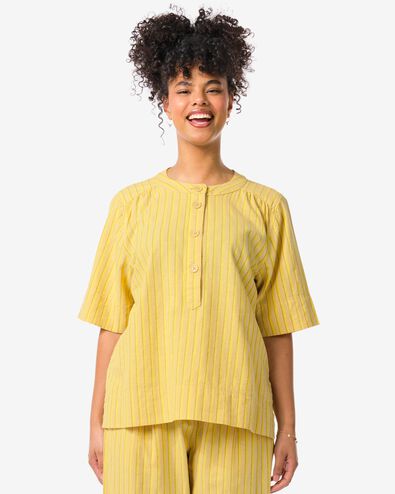 Damen-T-Shirt Koa, mit Leinenanteil gelb gelb - 36218870YELLOW - HEMA