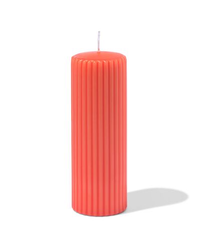 bougie pilier ⌀7x19cm nervur&eacute;e orange - 13509062 - HEMA