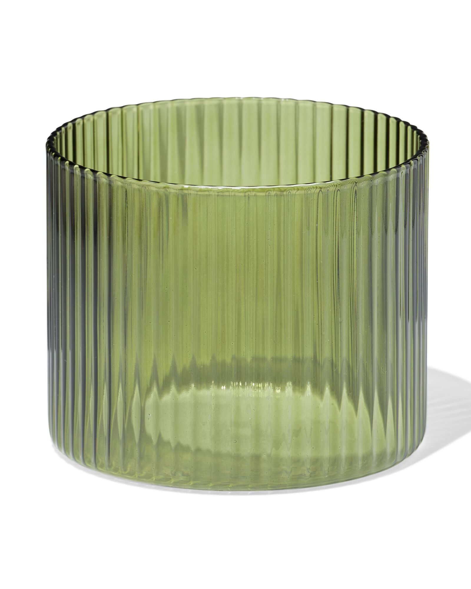 verre pour bougie parfum&eacute;e ⌀10x8,5cm nervur&eacute; vert fonc&eacute; - 13507547 - HEMA