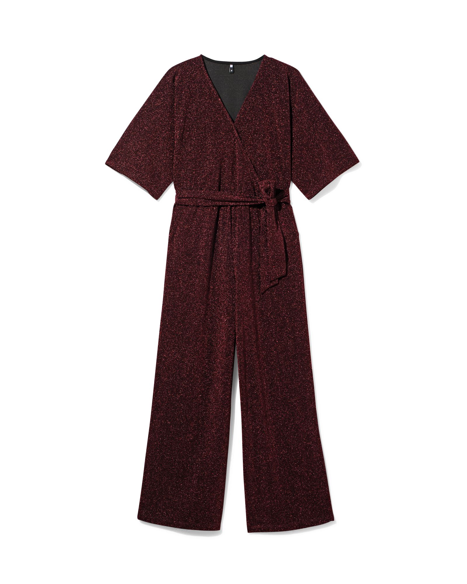 Damen-Jumpsuit Esther mit Wicklung und Glitzerelementen bordeauxrot - 36206140BURGUNDYRED - HEMA