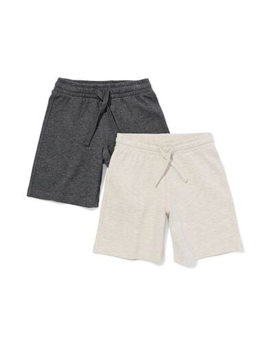 short enfant coupe droite tissu sweat - 2 pi&egrave;ces gris chin&eacute; gris chin&eacute; - 30714617GREYMELANGE - HEMA