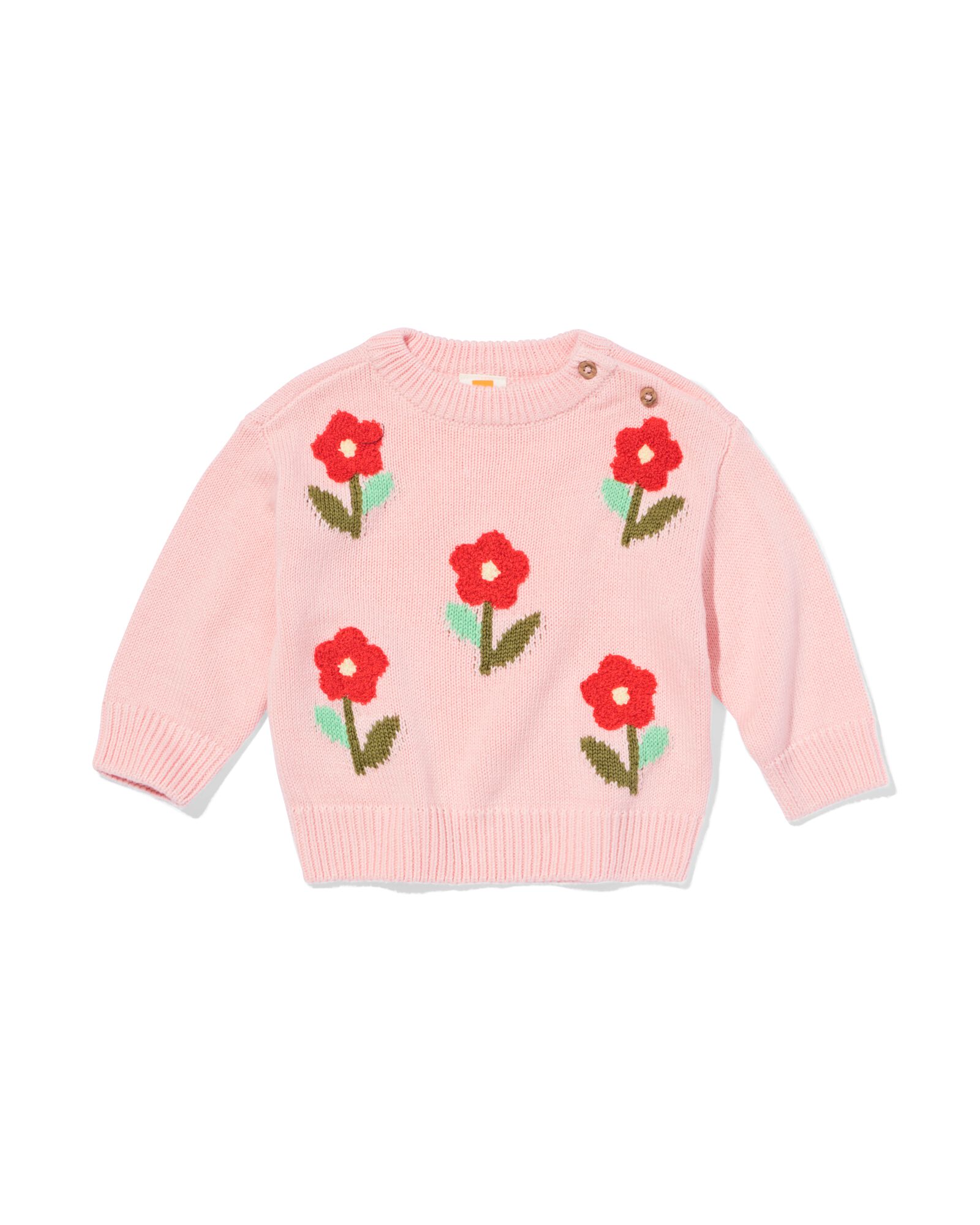 babytrui fijngebreid bloemen lichtroze - 33059770LIGHTPINK - HEMA