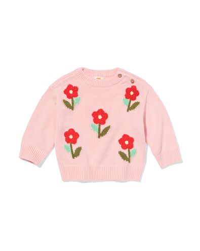babytrui fijngebreid bloemen lichtroze - 33059770LIGHTPINK - HEMA