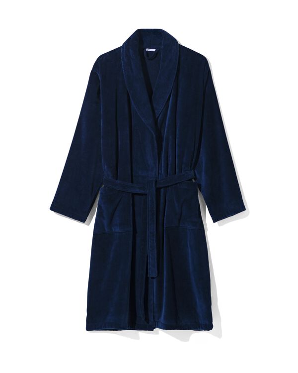 Velours-Bademantel dunkelblau dunkelblau - 1000003047 - HEMA