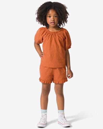 kinderkledingset broderie bruin bruin - 30863809BROWN - HEMA
