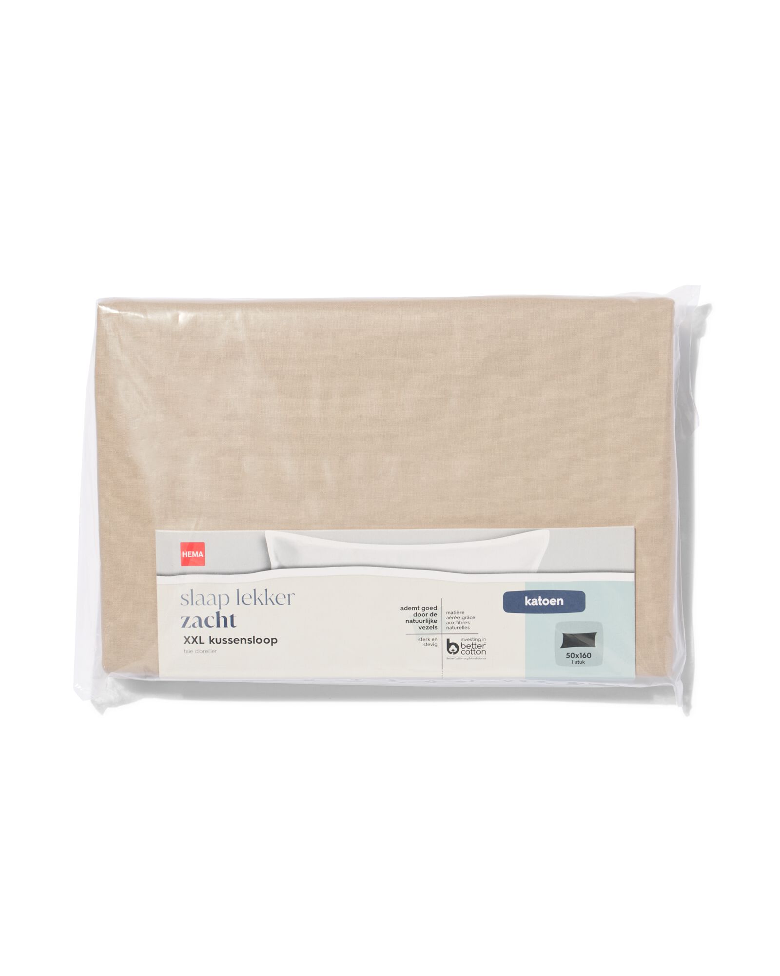 taie d'oreiller 50x160cm coton doux sable - 5180007 - HEMA