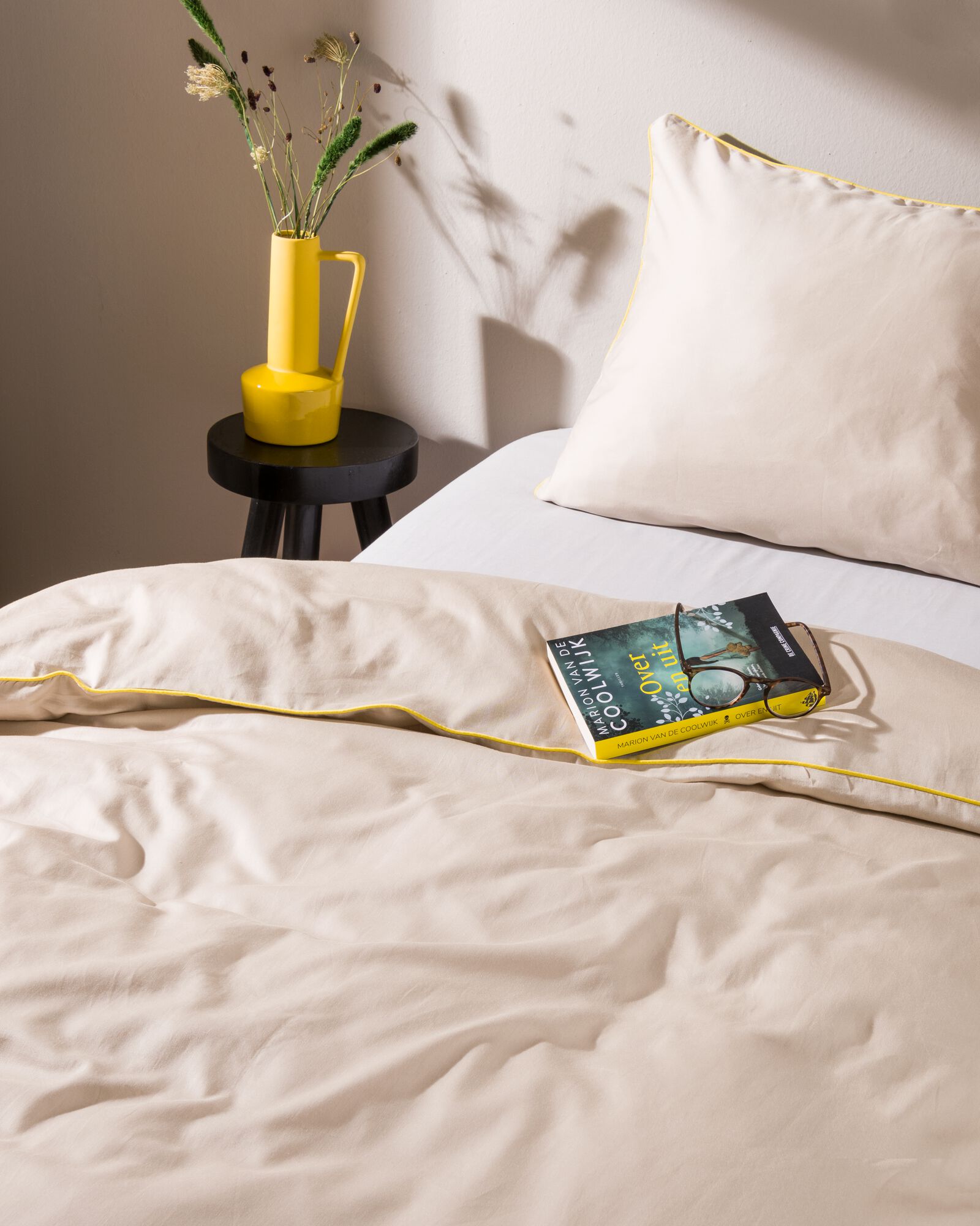 housse de couette - satin de coton qualit&eacute; h&ocirc;tel - sable sable - 1000021843 - HEMA