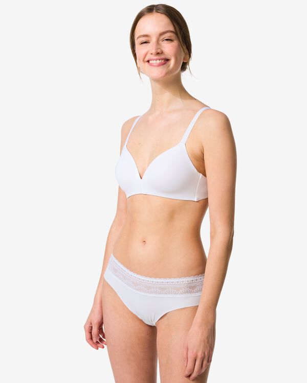 slip br&eacute;silien femme microfibre avec ceinture en dentelle blanc blanc - 19603144WHITE - HEMA