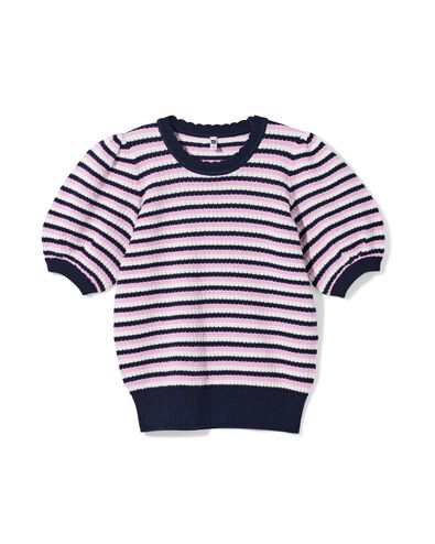 pull femme Franka structure rayures bleu fonc&eacute; bleu fonc&eacute; - 36208150DARKBLUE - HEMA