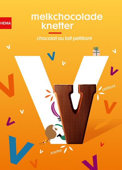 melkchocoladeletters knettersuiker 75gram - 1000021656 - HEMA