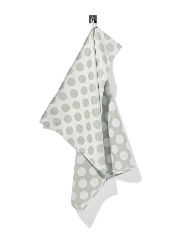 torchon 65x65 cm coton pois gris-vert - 5440005 - HEMA